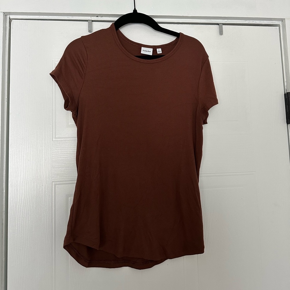 Sunday Best Brown Ribbed Tee